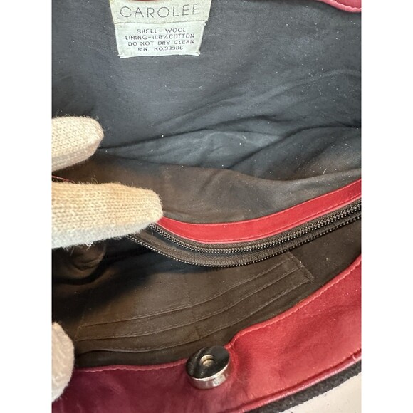 Carolee Vintage Embroidered Black Wool Hand Bag Purse, Acorn Motif With Beads - Picture 6 of 12